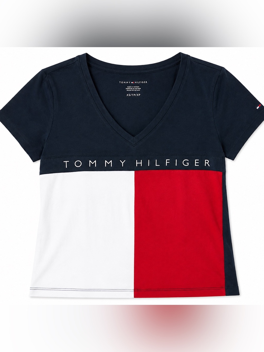 Tommy Hilfiger Women’s Colorblock V-Neck Tee XS